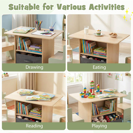 Costzon Kids Wooden Activity Desk Set Indoor Children Furniture