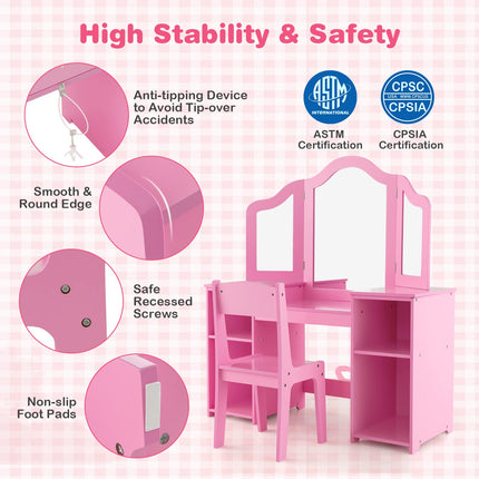 2 in 1 Princess Makeup Dressing Table - Costzon