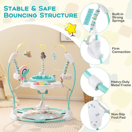 BABY JOY Baby Jumpers and Bouncers, Infant Activity Center with Music Lights Sounds, 360° Rotating Seat and 5 Adjustable Heights