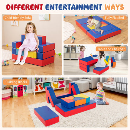 Costzon Kids Play Couch 4 in 1 Multifunctional Foam Climbing Blocks