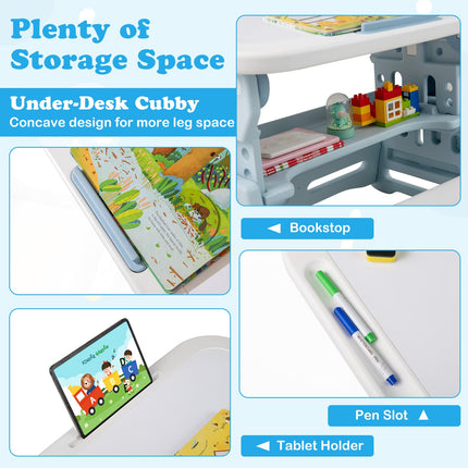 Costzon Kids Table and Chair Set Height Adjustable Art Desk Set