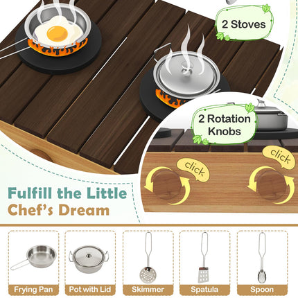 Costzon Play Kitchen for Kids Wooden Toy Playset w/Removable Faucet