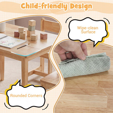 Costzon Kids Table and Chairs 5 Pieces Rubber Wood