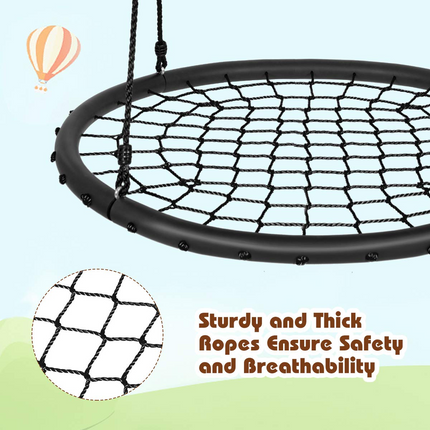 Costzon 40'' Spider Web Tree Swing Set, Kids Outdoor Round Net Swing Platform Rope Swing