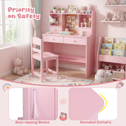 Costzon Kids Desk and Chair Set Girls Desk Student Workstation