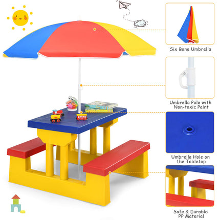 Costzon Kids Outdoor Table and Chair Sets with Removable Umbrella