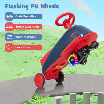 BABY JOY 2 in 1 Electric Wiggle Car for Kids, Swing Car with Music, Ride-on Toy for Toddler