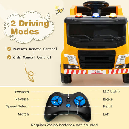 Costzon Ride on Car, 12V Battery Powered Recycling Garbage Truck w/Remote Control