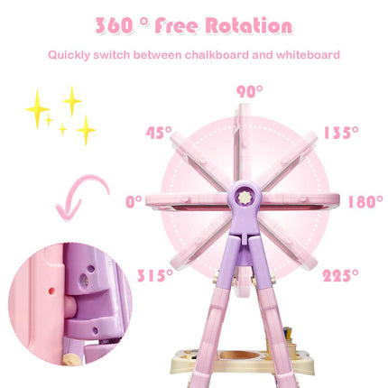 Costzon Art Easel for Kids Height Adjustable 360° Rotate Double Sided Standing Art Drawing Board