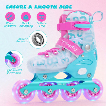 BABY JOY Inline Skates 4 Sizes Adjustable Kids Roller Blades