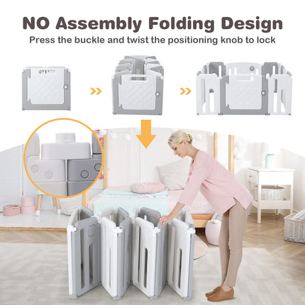 Costzon Baby Playpen, Foldable Activity Play Center with Safety Gate