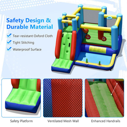 8 in 1 Kids Giant Bounce House with 735W Blower