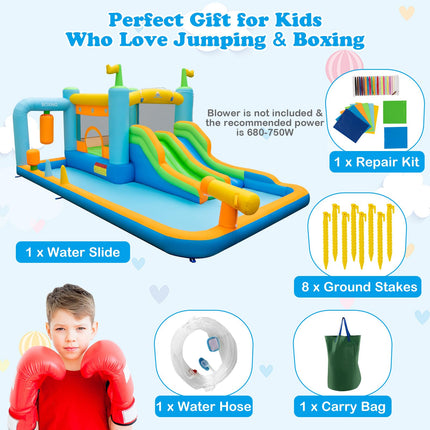 BOUNTECH Inflatable Water Slide, Boxing Themed Water Bounce House with Double Waterslides for Kids Backyard