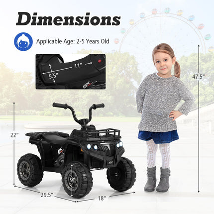 Costzon Kids ATV, 6V Battery Powered Electric Vehicle with One-Button Start, MP3, LED Headlights & Storage Basket