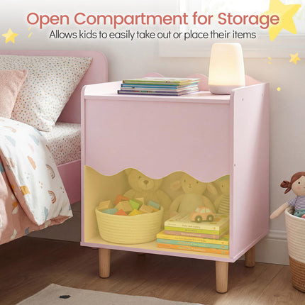 Costzon Nightstand Scalloped Children Wooden End Table
