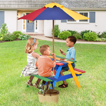 Costzon Kids Picnic Table with Removable & Foldable Umbrella