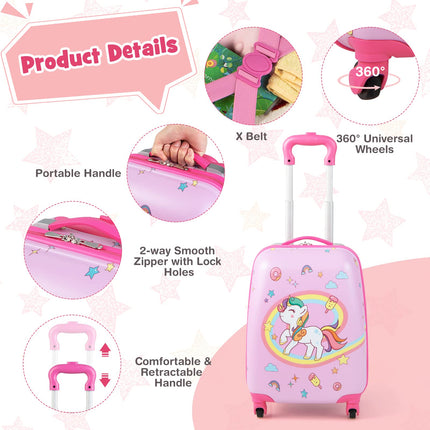 2PC Kids Luggage, 12" & 16" Kids Carry On Luggage Set, Lightweight Spinner Suitcases for Boys and Girls