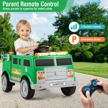 Costzon Ride on Garbage Truck, 12V Battery Powered Kids' Electric Vehicles w/Remote Control