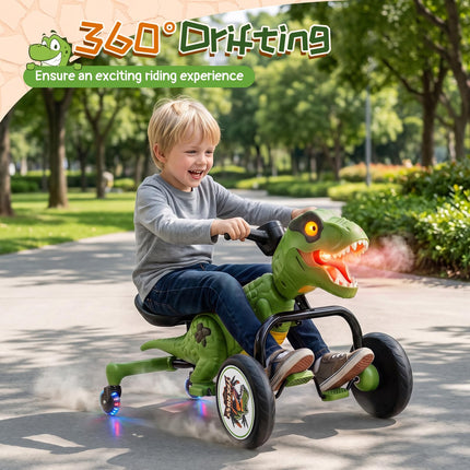 Costzon Dinosaur Kids Pedal Car with Lights Mist Spray Roar Sound
