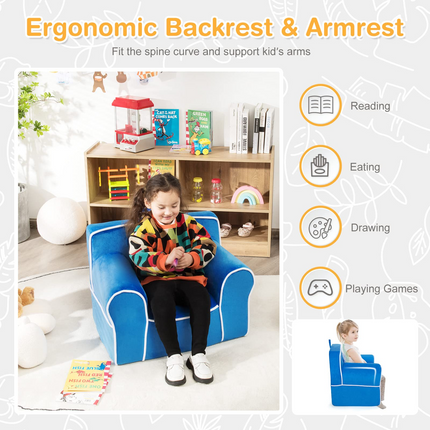 Costzon Kids Couch, Toddler Soft Sofa Chair w/Removable & Washable Velvet Surface, Toddler Couch