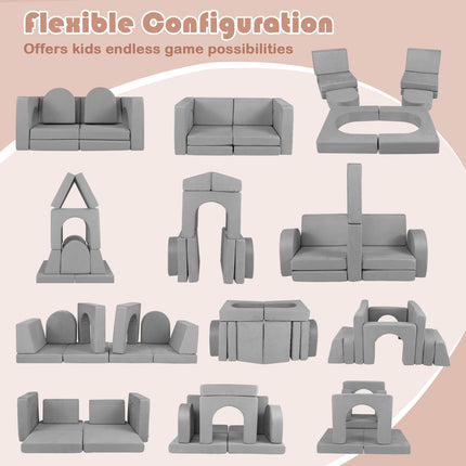 Costzon Kids Play Couch, Versatile Building Fort Foam Play Couch for Boys & Girls(8Pieces)