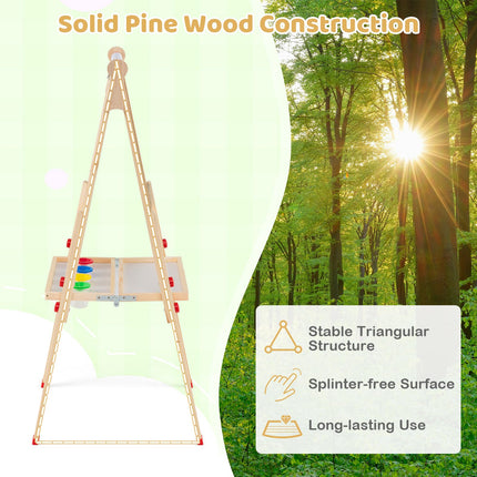 Costzon Wooden Art Easel for Kids 3 in 1 Height Adjustable Foldable Easel