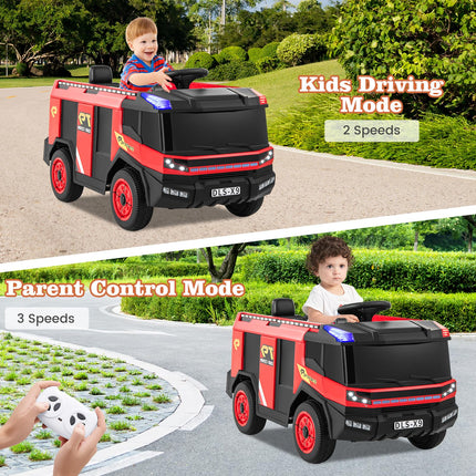 Costzon Kids Ride on Fire Truck, 2-Seater Kids Electric Vehicle Ride on Toy w/Remote Control