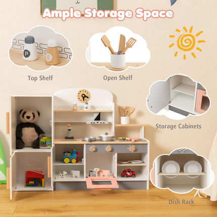 Costzon Kids Kitchen Playset Pretend Play Kitchen with Refrigerator