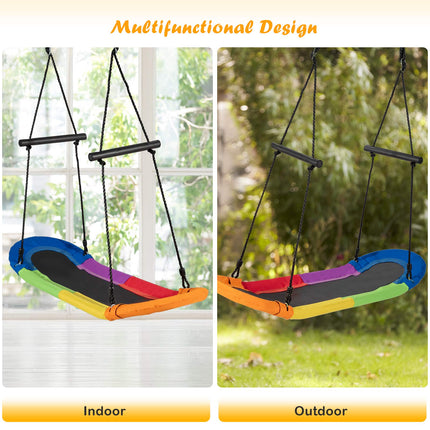 Costzon Saucer Tree Swing Hanging Platform Rope Tree Swing w/ Soft Padded Edge