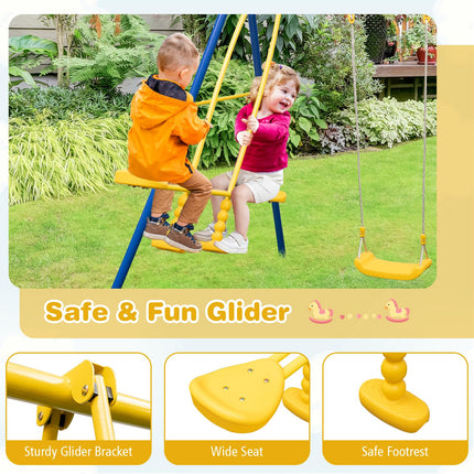 Costzon 440 lbs Swing Set for Backyard, 2-in-1 Heavy Duty Extra Large Metal Swing Frame
