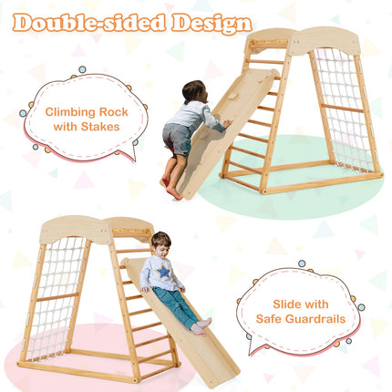 Costzon 6-in-1 Indoor Jungle Gym, Montessori Climbing Toys for Toddlers with Double-Sided Ramp