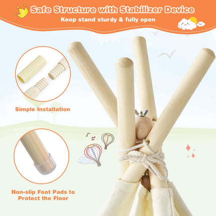 Costzon Teepee Tent for Kids Foldable Play Tent with Unique Reinforcement Part