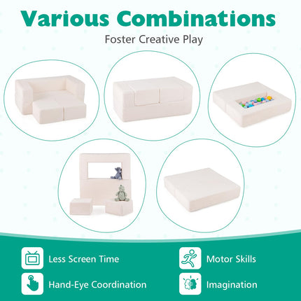 Costzon Kids Play Couch, Versatile Foam Play Couch for Boys & Girls