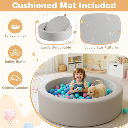 Costzon Round Foam Pool for Toddlers with 200 Ocean Balls and Soft Cushion