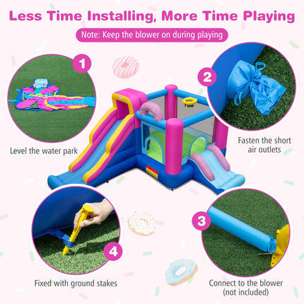 BOUNTECH Princess Bouncy House Jump Castle for Kids Indoor Outdoor w/2 Slides & Jumping Area