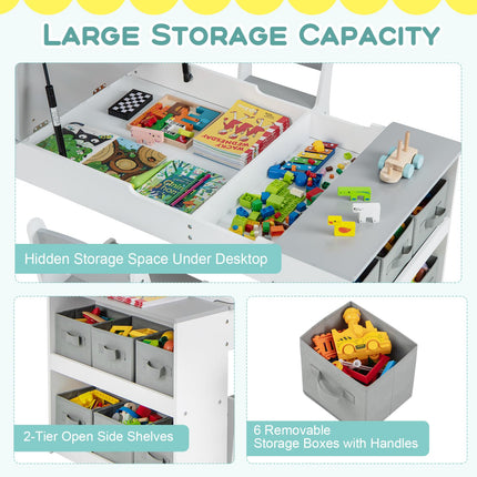 2 in 1 Kids Art Table and 2 Chair Set | Kids Drawing Table with Large Storage