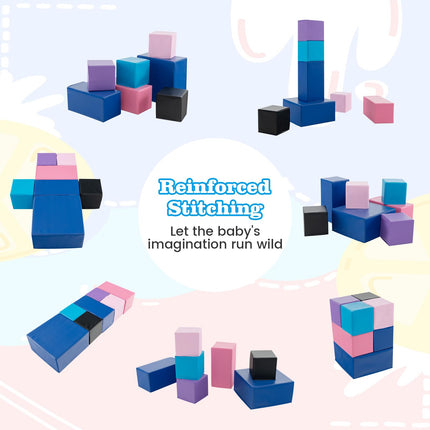 Costzon Foam Blocks, 7 PCS Colorful Building Toys Stacking Block Playset for Kids Safe Active Playing