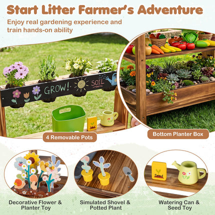 Costzon Outdoor Mud Kitchen for Kids | Toddler Wooden Potting Bench w/Water Faucet