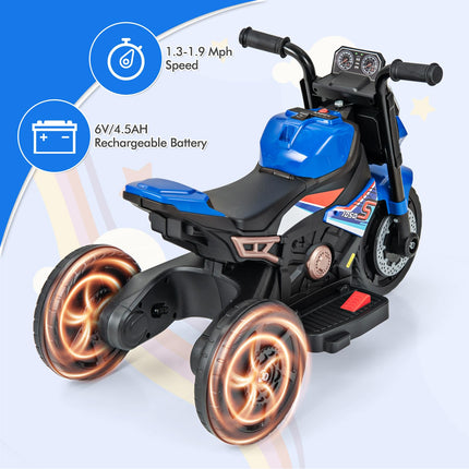 Costzon 6V Kids Motorcycle, 3-in-1 Battery Powered Kids Ride-on Motorcycle, Electric Bike Motorcycle for Kids