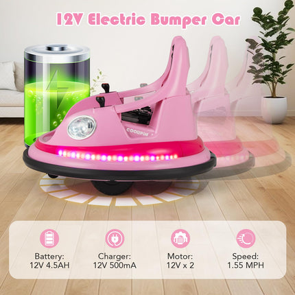 Costzon Bumper Car for Kids, 12V Toddler Bumper Car W/Remote Control & Dual Joysticks, Ride on Bumper Car for Boys Girls Gift