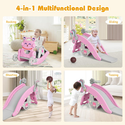 Costzon 5 in 1 Toddler Slide Rocking Toy, Slide for Kids with Detachable Stool