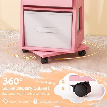 Costzon Kids Vanity & Jewelry Armoire Cabinet, Kids Vanity Table and Chair Set