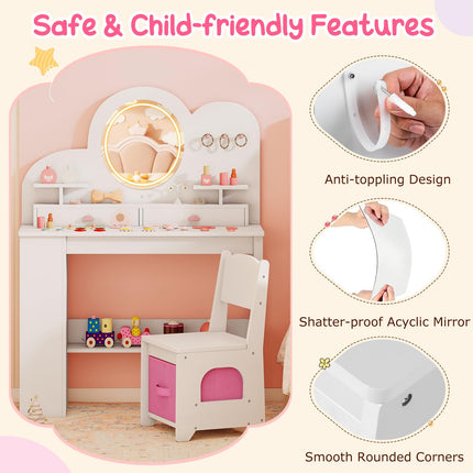 Costzon Toddler Makeup Vanity Desk Dressing Table