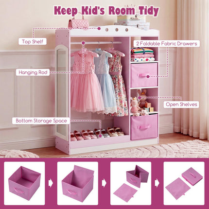Costzon Kids Dress Up Storage with Full Length Mirror