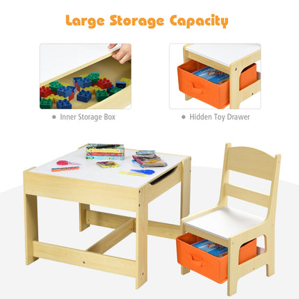 Costzon 3 in 1 Wooden Activity Table with Storage Drawer