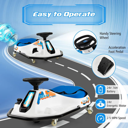 Costzon Electric Drifting Go Kart for Kids 24V Kids Ride On Drift Car