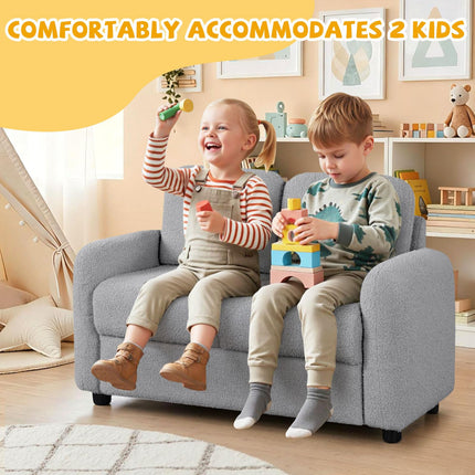 Costzon Kids Couch| Toddler Armrest Chair w/Teddy Fleece Upholstery & Solid Wooden Frame