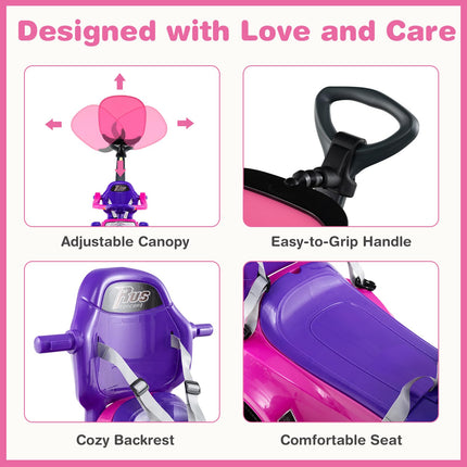 Costzon Push Car 3 in 1 Stroller Sliding Walking Car with Handle Canopy Seat Belt