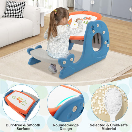 Costzon Art Easel for Kids, Toddler Activity Table with Double-Sided Desktop & Angle Adjustable Whiteboard