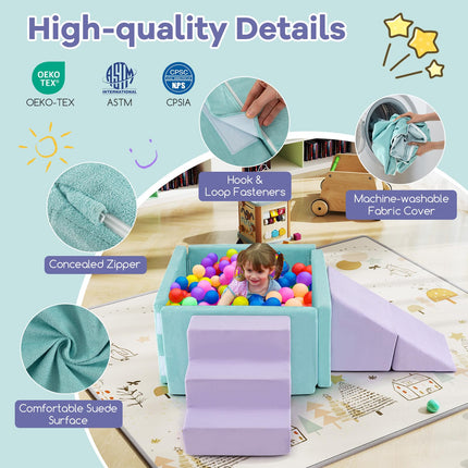 Costzon 3-in-1 Kids Ball Pit with Suede Fabric Soft Play Set (Balls Not Included)